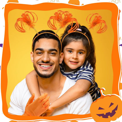Halloween Dress up Set Included Orange Wig and Wrist Spandex Gloves Headband Ponytails Head Bopper Cosplay Costume for Women Men Adult Party Supplies Headwear Accessory -.