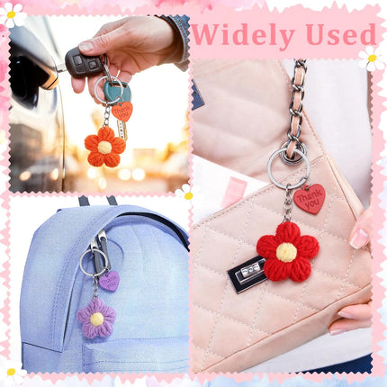 Graduation Teacher Appreciation Gift Bulk Crochet Flower Keychain with Thank You Card for Helping Me Grow Multi Color -.