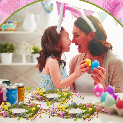 4 Pcs Easter Egg Candle Rings Table Centerpieces Spring Wreath Decorations Artificial Berry Forsythia Flowers Cabinet for Home Kitchen Door Decor -.
