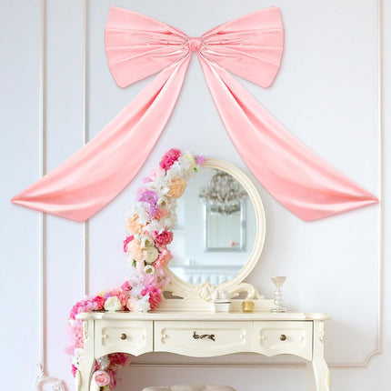 Large Pink Bow Decor Coquette Wall for Backdrop 24 x 36'' Big Giant Satin Ribbon Tie Birthday Wedding Bridal Baby Shower Party Ballerina Room Hanging Decoration(Lining Support) 36 Inches.