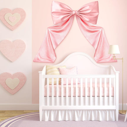 Large Pink Bow Decor Coquette Wall for Backdrop 24 x 36'' Big Giant Satin Ribbon Tie Birthday Wedding Bridal Baby Shower Party Ballerina Room Hanging Decoration(Lining Support) 36 Inches.