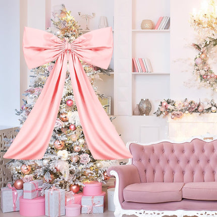 Large Pink Bow Decor Coquette Wall for Backdrop 24 x 36'' Big Giant Satin Ribbon Tie Birthday Wedding Bridal Baby Shower Party Ballerina Room Hanging Decoration(Lining Support) 36 Inches.