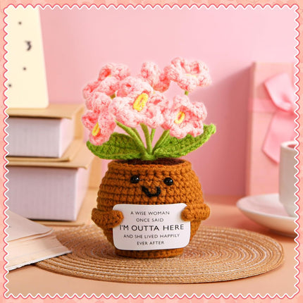 Coworker Leaving Gifts for Women Men, Positive Flower Doll Crochet with Card Funny Farewell Going Away Goodbye Coworkers Employee Teacher Friends Retirement(Cute Style) -.