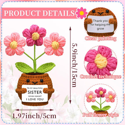 Sister Gifts Handmade Crochet Doll with Card Present for Sisters Sis Big Little Birthday Wedding Home Decor(Flowers) -.
