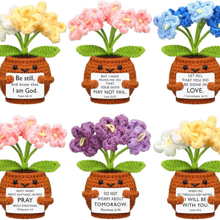 6 Pcs Christian Gift for Women Faith Scripture Religious Positive Handmade Crochet Doll with Bible Verse Prayer Card Inspirational Sunday Church(Forget Me Not) -.