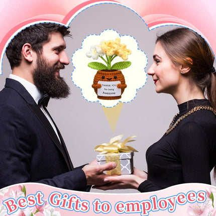 6 Pcs Employee Appreciation Gifts Bulk for Team Coworkers Thank You Positive Handmade Crochet Doll with Inspirational Card Staff Women Men Office(Forget Me Not) -.