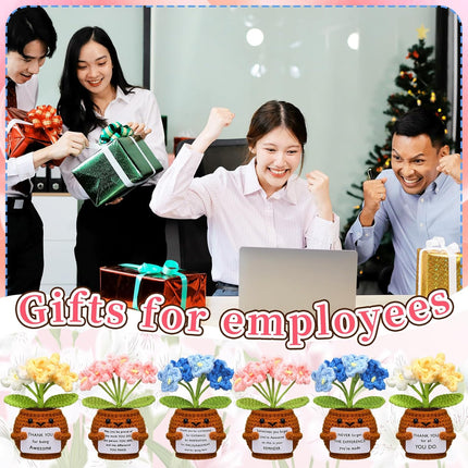 6 Pcs Employee Appreciation Gifts Bulk for Team Coworkers Thank You Positive Handmade Crochet Doll with Inspirational Card Staff Women Men Office(Forget Me Not) -.