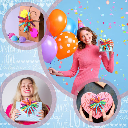 12 Pcs Rainbow Curly Bows Colorful for Gift Wrapping Self-Adhesive Bow Presents Wine Bottle Ribbon Birthday Wedding Bridal Shower Holiday Party Favors 4.5-5 x in(LxW).
