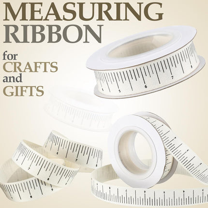 2 Pack Ruler Ribbon for Craft 10 Yard Teacher Measuring Tape Cotton Measure Cloth Seamstress School Themed Crafts and Gifts Supply(Ruler,White) White -.