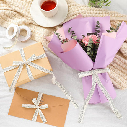 2 Pack Ruler Ribbon for Craft 10 Yard Teacher Measuring Tape Cotton Measure Cloth Seamstress School Themed Crafts and Gifts Supply(Ruler,White) White -.