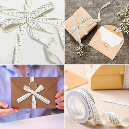2 Pack Ruler Ribbon for Craft 10 Yard Teacher Measuring Tape Cotton Measure Cloth Seamstress School Themed Crafts and Gifts Supply(Ruler,White) White -.