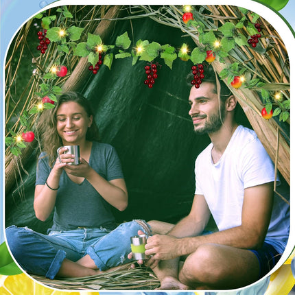 5 Pcs Sukkot Fruits Hanging Banner with LED Lights Decoration Sukkah Decorations Fruit Garland Indoor Outdoor Decor Party Supplies for Jewish Holiday -.