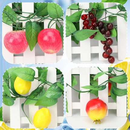 5 Pcs Sukkot Fruits Hanging Banner with LED Lights Decoration Sukkah Decorations Fruit Garland Indoor Outdoor Decor Party Supplies for Jewish Holiday -.