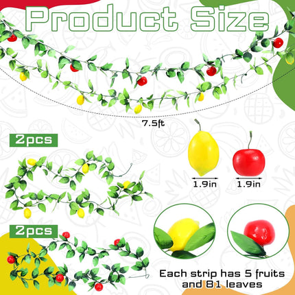 4 Pcs Sukkot Sukkah Decorations Apple Etrog Garland Fruits Hanging Banner Jewish Holiday Celebration Party Supplies -.