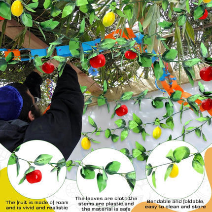 4 Pcs Sukkot Sukkah Decorations Apple Etrog Garland Fruits Hanging Banner Jewish Holiday Celebration Party Supplies -.