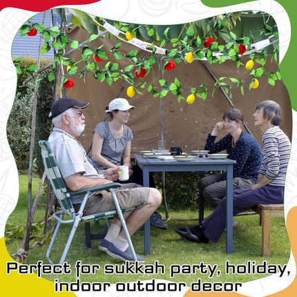 4 Pcs Sukkot Sukkah Decorations Apple Etrog Garland Fruits Hanging Banner Jewish Holiday Celebration Party Supplies -.