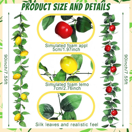 Wavwav 4 Pcs Sukkot Fruit Hanging Banner Decoration Apple & Etrog Foil Garland Indoor/Outdoor Decor Party Supplies for Sukkah -.