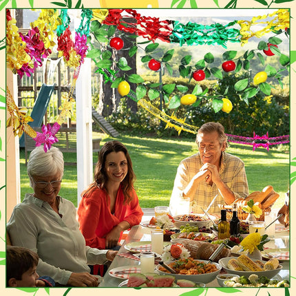 Wavwav 4 Pcs Sukkot Fruit Hanging Banner Decoration Apple & Etrog Foil Garland Indoor/Outdoor Decor Party Supplies for Sukkah -.
