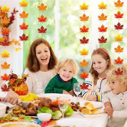3 Pcs 9.8 ft Fall Leaves Hanging Thanksgiving Decorations, Total 30 Maple Artificial Autumn Garland Decor for Home Garden Office Wall Supply -.