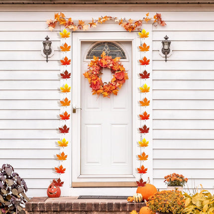 3 Pcs 9.8 ft Fall Leaves Hanging Thanksgiving Decorations, Total 30 Maple Artificial Autumn Garland Decor for Home Garden Office Wall Supply -.