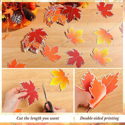 3 Pcs 9.8 ft Fall Leaves Hanging Thanksgiving Decorations, Total 30 Maple Artificial Autumn Garland Decor for Home Garden Office Wall Supply -.
