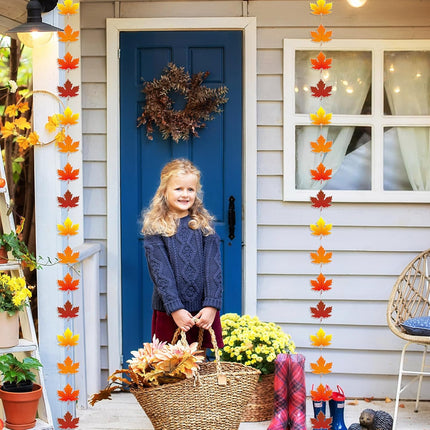 3 Pcs 9.8 ft Fall Leaves Hanging Thanksgiving Decorations, Total 30 Maple Artificial Autumn Garland Decor for Home Garden Office Wall Supply -.