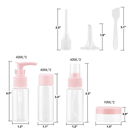 Travel Bottles Kit, TSA Approved Leak Proof Portable Toiletry Containers Set, Clear PET Flight Size Cosmetic for Lotion, Shampoo, Cream, Soap, Set of 11 pink -.