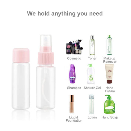 Travel Bottles Kit, TSA Approved Leak Proof Portable Toiletry Containers Set, Clear PET Flight Size Cosmetic for Lotion, Shampoo, Cream, Soap, Set of 11 pink -.