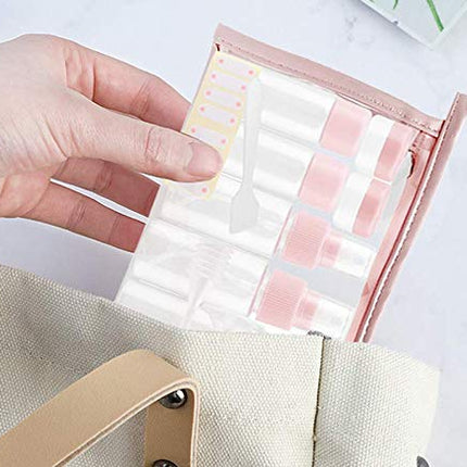 Travel Bottles Kit, TSA Approved Leak Proof Portable Toiletry Containers Set, Clear PET Flight Size Cosmetic for Lotion, Shampoo, Cream, Soap, Set of 11 pink -.