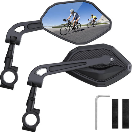 Adjustable Handlebar Bike Mirror- Anti-Slip Pads & Installation Wrench, 360° Rotatable HD Shatterproof Glass Electric Mirrors, Fit for Mountain/E-Bikes/Road Bikes (1 Pair) -.