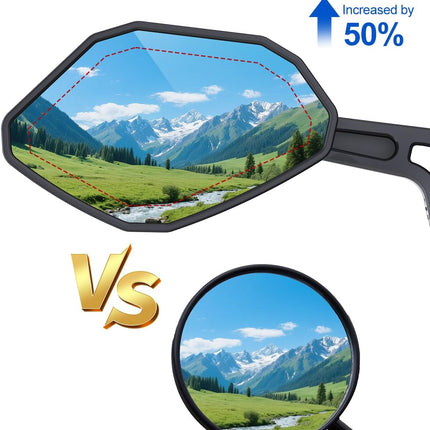 Adjustable Handlebar Bike Mirror- Anti-Slip Pads & Installation Wrench, 360° Rotatable HD Shatterproof Glass Electric Mirrors, Fit for Mountain/E-Bikes/Road Bikes (1 Pair) -.