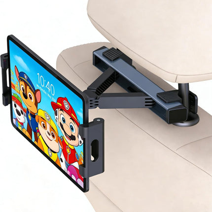Car Headrest Tablet Holder [Metal Triangle Structure] Adjustable Mount for Back Seat, 360° Swivel, Road Trip Essentials Kids, Accessories Women Interior 4.7-12.9" Tablets -.