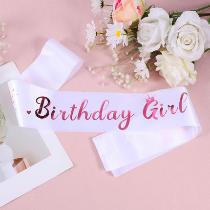 Hot Pink Bow Birthday Girl Sash, Satin Cowgirl Sash for Women & Girls, Sweet Princess Queen Any Decorations Party Favors Supplies Accessories (Hot Pink, White) -.