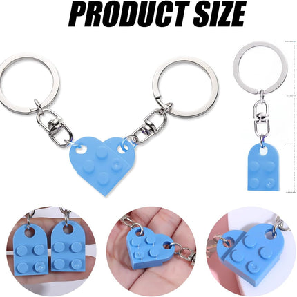 Heart Keychain Set, 2pcs Matching Couple Keychains Small Decorations for Party, Valentine's Gift Girlfriend or Boyfriend (Light Blue) -.