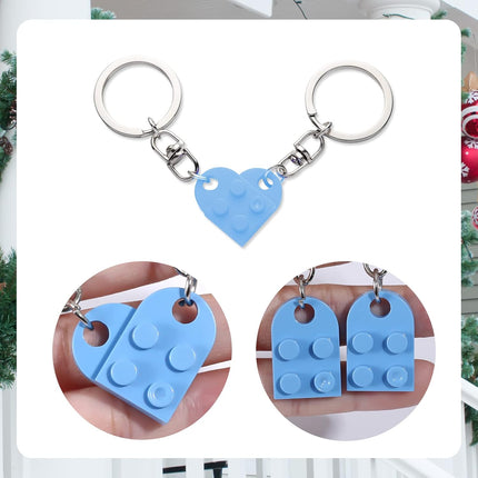 Heart Keychain Set, 2pcs Matching Couple Keychains Small Decorations for Party, Valentine's Gift Girlfriend or Boyfriend (Light Blue) -.