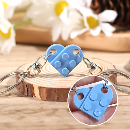 Heart Keychain Set, 2pcs Matching Couple Keychains Small Decorations for Party, Valentine's Gift Girlfriend or Boyfriend (Light Blue) -.
