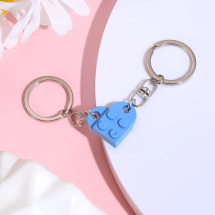 Heart Keychain Set, 2pcs Matching Couple Keychains Small Decorations for Party, Valentine's Gift Girlfriend or Boyfriend (Light Blue) -.