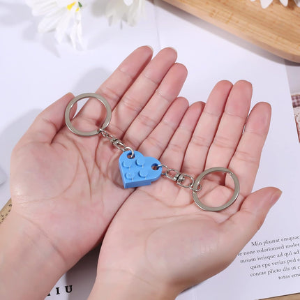 Heart Keychain Set, 2pcs Matching Couple Keychains Small Decorations for Party, Valentine's Gift Girlfriend or Boyfriend (Light Blue) -.