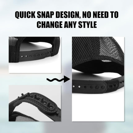 2 Pack Hat Extender, 7 Holes Cap Strap Back Replacement Adjustable Half Size Extension Accessories Easy to Attach Baseball Snap Extender for Snapback Cowboy Women Men Black -.