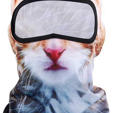 3D Cat Ski Balaclava Face Mask with Ears, Funny Sun Protection Animal Hood for Music Festivals Raves Skiing Halloween & Outdoor Activities Multicolor -.