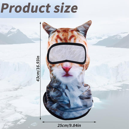 3D Cat Ski Balaclava Face Mask with Ears, Funny Sun Protection Animal Hood for Music Festivals Raves Skiing Halloween & Outdoor Activities Multicolor -.