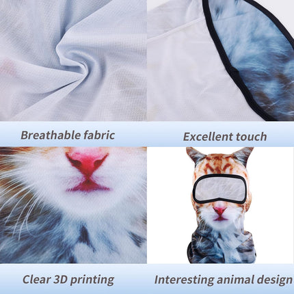 3D Cat Ski Balaclava Face Mask with Ears, Funny Sun Protection Animal Hood for Music Festivals Raves Skiing Halloween & Outdoor Activities Multicolor -.