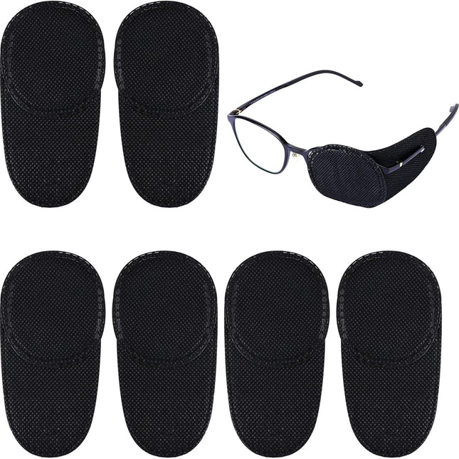 6pcs Eye Patches for Glasses, Reusable Non-Woven Fabric Patch to Cover Left Right Improve Vision & Adults' Lazy Amblyopia Strabismus (Black, Large Size) -.