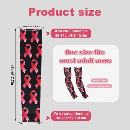 2pcs Ribbon Arm Sleeves, Durable Elastic Compression Sleeves Practical Accessorie Pink, Black -.