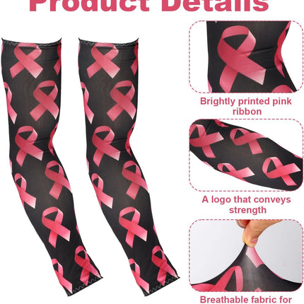 2pcs Ribbon Arm Sleeves, Durable Elastic Compression Sleeves Practical Accessorie Pink, Black -.