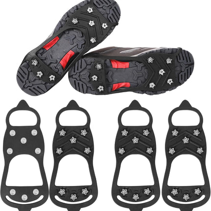 2 Pairs Crampons Spikes, Ice Cleats Non Slip Gripper Spikes with 8 Steel Studs Traction Grips for Boots Shoes Climbing Mountaineering Hiking Walking on Snow (M Size) -.