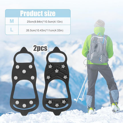2 Pairs Crampons Spikes, Ice Cleats Non Slip Gripper Spikes with 8 Steel Studs Traction Grips for Boots Shoes Climbing Mountaineering Hiking Walking on Snow (M Size) -.