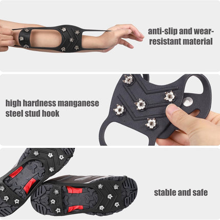 2 Pairs Crampons Spikes, Ice Cleats Non Slip Gripper Spikes with 8 Steel Studs Traction Grips for Boots Shoes Climbing Mountaineering Hiking Walking on Snow (M Size) -.