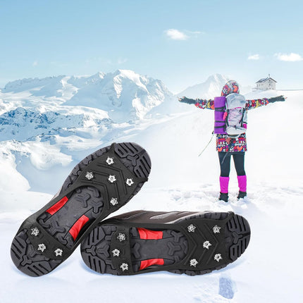 2 Pairs Crampons Spikes, Ice Cleats Non Slip Gripper Spikes with 8 Steel Studs Traction Grips for Boots Shoes Climbing Mountaineering Hiking Walking on Snow (M Size) -.