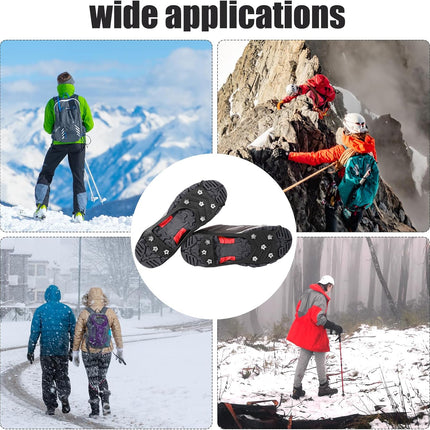 2 Pairs Crampons Spikes, Ice Cleats Non Slip Gripper Spikes with 8 Steel Studs Traction Grips for Boots Shoes Climbing Mountaineering Hiking Walking on Snow (M Size) -.